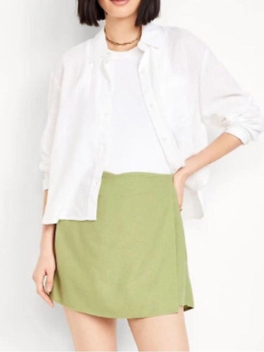 Old Navy Light Olive A-Line Mini Skort